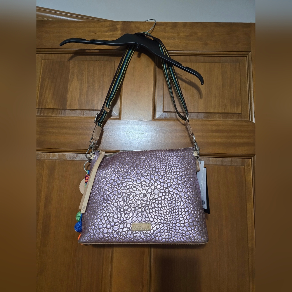 Consuela Lilac Textured Crossbody Bag with Adjustable Strap